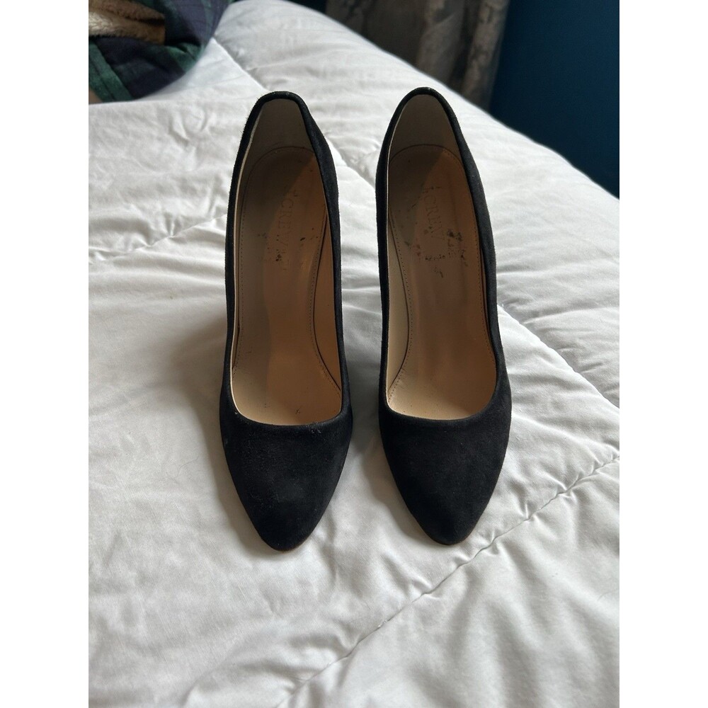 J. CREW Black Suede Leather/Leather Lining Block Heel  Pump Shoes Size 7